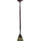 Meyda Lighting Mackintosh Leaf 20060 5"Sq Mahogany Bronze Mini Pendant Light With Multi-Colored Stained Shade Glass