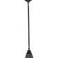 Meyda Lighting Mackintosh Leaf 20061 5"Sq Mahogany Bronze Mini Pendant Light With Multi-Colored Stained Shade Glass