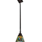 Meyda Lighting Mackintosh Leaf 20061 5"Sq Mahogany Bronze Mini Pendant Light With Multi-Colored Stained Shade Glass