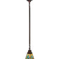 Meyda Lighting Mackintosh Leaf 20061 5"Sq Mahogany Bronze Mini Pendant Light With Multi-Colored Stained Shade Glass