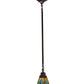 Meyda Lighting Mackintosh Leaf 20061 5"Sq Mahogany Bronze Mini Pendant Light With Multi-Colored Stained Shade Glass