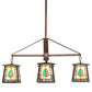Meyda Lighting Mackintosh Leaf 36" 4-Light New Copper Vein Chandelier With Multi-Colored Shade Glass