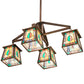 Meyda Lighting Mackintosh Leaf 36" 4-Light New Copper Vein Chandelier With Multi-Colored Shade Glass