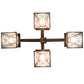 Meyda Lighting Mackintosh Leaf 36" 4-Light New Copper Vein Chandelier With Multi-Colored Shade Glass