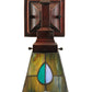 Meyda Lighting Mackintosh Leaf 5" Mahogany Bronze Wall Sconce With Multi-Colored Shade Glass