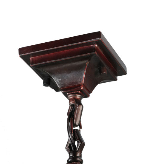 Meyda Lighting Mackintosh Leaf 5"Sq Mahogany Bronze Mini Pendant Light With Multi-Colored Stained Shade Glass