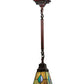 Meyda Lighting Mackintosh Leaf 5"Sq Mahogany Bronze Mini Pendant Light With Multi-Colored Stained Shade Glass