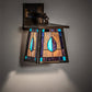 Meyda Lighting Mackintosh Leaf 7" Antique Copper Hanging Wall Sconce With Multi-Colored Stained Shade Glass
