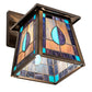 Meyda Lighting Mackintosh Leaf 7" Antique Copper Hanging Wall Sconce With Multi-Colored Stained Shade Glass
