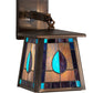 Meyda Lighting Mackintosh Leaf 7" Antique Copper Hanging Wall Sconce With Multi-Colored Stained Shade Glass