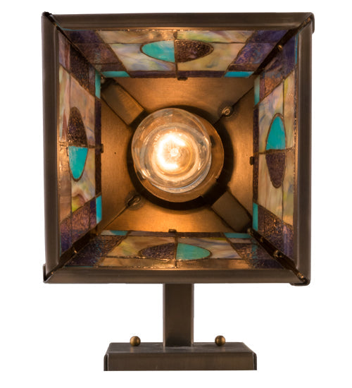 Meyda Lighting Mackintosh Leaf 7" Antique Copper Solid Mount Wall Sconce With Multi-Colored Stained Glass Panel Shade Glass
