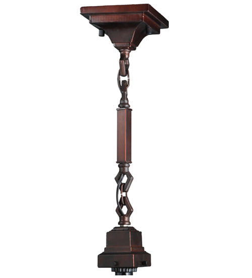 Meyda Lighting Mackintosh Leaf 7" Mahogany Bronze Mini Pendant Light With Multi-Colored Stained Shade Glass