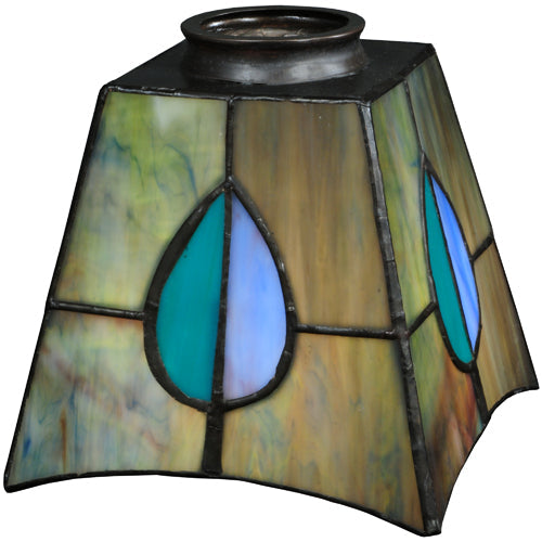 Meyda Lighting Mackintosh Leaf 7" Mahogany Bronze Mini Pendant Light With Multi-Colored Stained Shade Glass