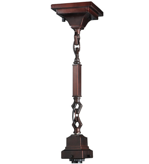 Meyda Lighting Mackintosh Leaf 7" Mahogany Bronze Mini Pendant Light With Multi-Colored Stained Shade Glass