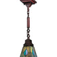 Meyda Lighting Mackintosh Leaf 7" Mahogany Bronze Mini Pendant Light With Multi-Colored Stained Shade Glass