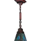 Meyda Lighting Mackintosh Leaf 7" Mahogany Bronze Mini Pendant Light With Multi-Colored Stained Shade Glass