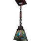 Meyda Lighting Mackintosh Leaf 7" Mahogany Bronze Mini Pendant Light With Multi-Colored Stained Shade Glass