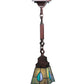Meyda Lighting Mackintosh Leaf 7" Mahogany Bronze Mini Pendant Light With Multi-Colored Stained Shade Glass