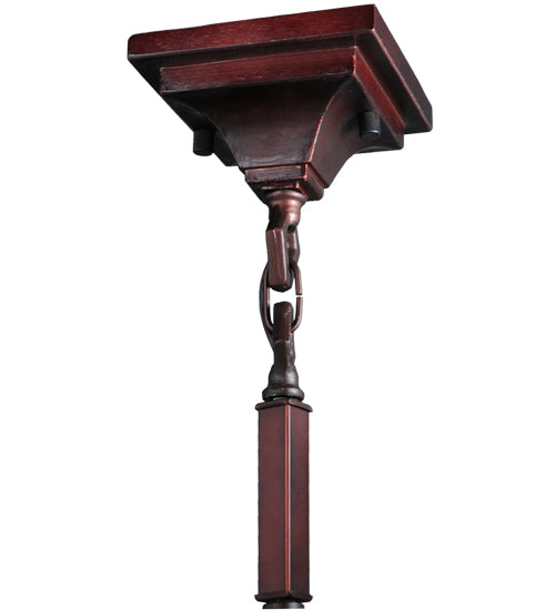 Meyda Lighting Mackintosh Leaf 7" Mahogany Bronze Mini Pendant Light With Multi-Colored Stained Shade Glass