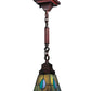 Meyda Lighting Mackintosh Leaf 7" Mahogany Bronze Mini Pendant Light With Multi-Colored Stained Shade Glass