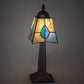 Meyda Lighting Mackintosh Leaf 7" Mahogany Bronze Mini Table Lamp With Multi-Colored Stained Shade Glass