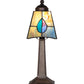 Meyda Lighting Mackintosh Leaf 7" Mahogany Bronze Mini Table Lamp With Multi-Colored Stained Shade Glass