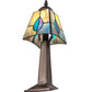 Meyda Lighting Mackintosh Leaf 7" Mahogany Bronze Mini Table Lamp With Multi-Colored Stained Shade Glass