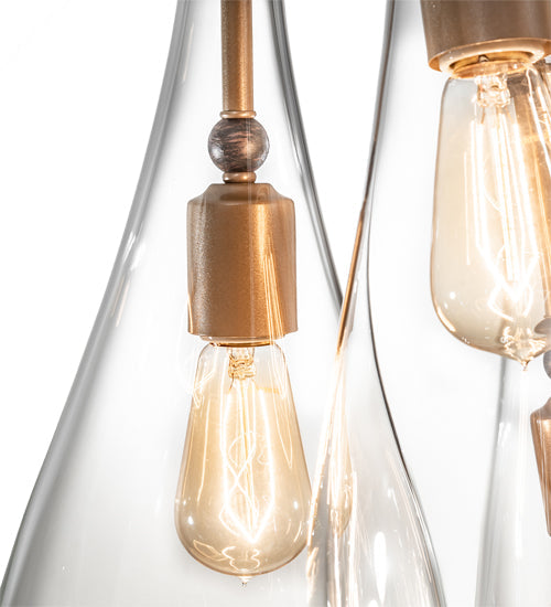 Meyda Lighting Madari 18" 3-Light Champagne Metallic Pendant Light With Clear Shade Glass