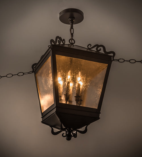 Meyda Lighting Madeline 23" 6-Light Timeless Bronze Pendant Light With Clear Seeded Shade Glass