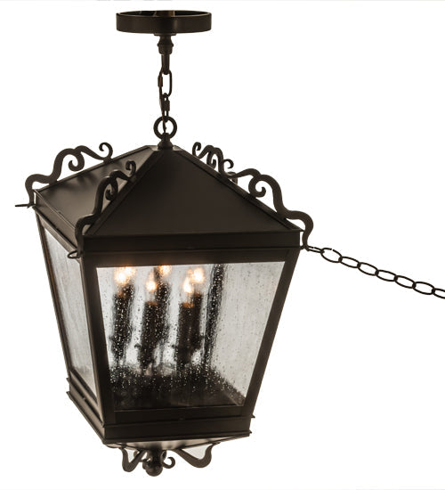 Meyda Lighting Madeline 23" 6-Light Timeless Bronze Pendant Light With Clear Seeded Shade Glass