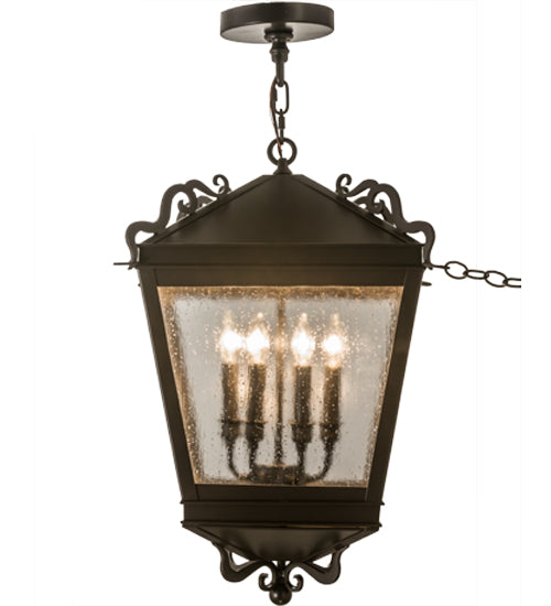 Meyda Lighting Madeline 23" 6-Light Timeless Bronze Pendant Light With Clear Seeded Shade Glass
