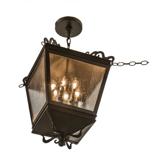 Meyda Lighting Madeline 23" 6-Light Timeless Bronze Pendant Light With Clear Seeded Shade Glass