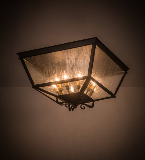 Meyda Lighting Madeline 35" 10-Light Blackwash Flush Mount Light With Clear Seeded Shade Glass