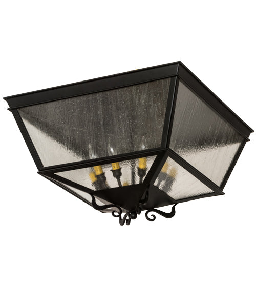 Meyda Lighting Madeline 35" 10-Light Blackwash Flush Mount Light With Clear Seeded Shade Glass