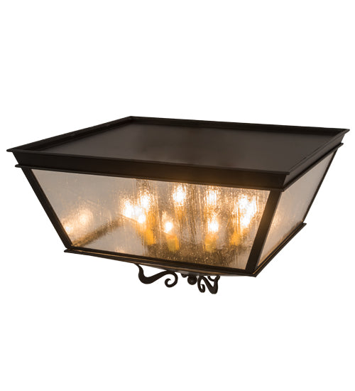 Meyda Lighting Madeline 35" 10-Light Blackwash Flush Mount Light With Clear Seeded Shade Glass