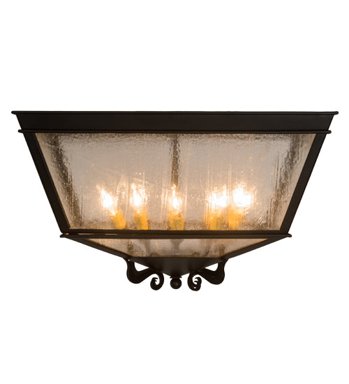 Meyda Lighting Madeline 35" 10-Light Blackwash Flush Mount Light With Clear Seeded Shade Glass