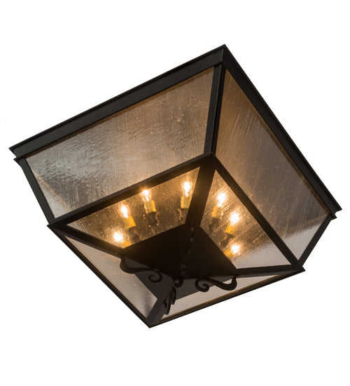 Meyda Lighting Madeline 35" 10-Light Blackwash Flush Mount Light With Clear Seeded Shade Glass