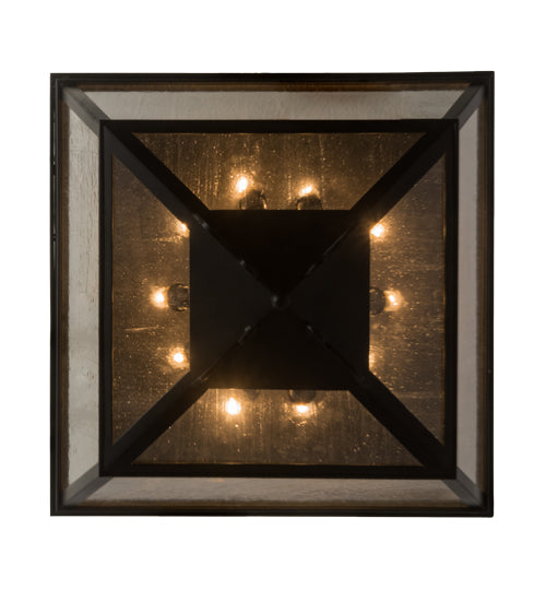 Meyda Lighting Madeline 35" 10-Light Blackwash Flush Mount Light With Clear Seeded Shade Glass