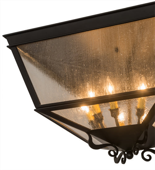 Meyda Lighting Madeline 35" 10-Light Blackwash Flush Mount Light With Clear Seeded Shade Glass