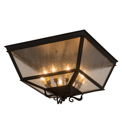 Meyda Lighting Madeline 35" 10-Light Blackwash Flush Mount Light With Clear Seeded Shade Glass