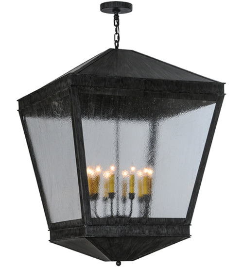 Meyda Lighting Madeline 43" 10-Light Antique Iron Gate Pendant Light With Clear Rainstone Idalight Shade Glass