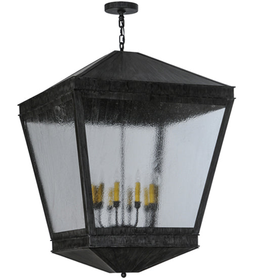 Meyda Lighting Madeline 43" 10-Light Antique Iron Gate Pendant Light With Clear Rainstone Idalight Shade Glass