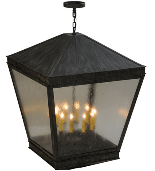 Meyda Lighting Madeline 43" 10-Light Antique Iron Gate Pendant Light With Clear Rainstone Idalight Shade Glass