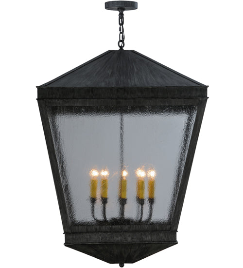 Meyda Lighting Madeline 43" 10-Light Antique Iron Gate Pendant Light With Clear Rainstone Idalight Shade Glass