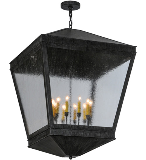 Meyda Lighting Madeline 43" 10-Light Antique Iron Gate Pendant Light With Clear Rainstone Idalight Shade Glass