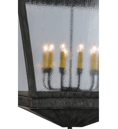 Meyda Lighting Madeline 43" 10-Light Antique Iron Gate Pendant Light With Clear Rainstone Idalight Shade Glass