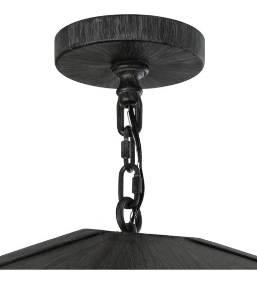 Meyda Lighting Madeline 43" 10-Light Antique Iron Gate Pendant Light With Clear Rainstone Idalight Shade Glass
