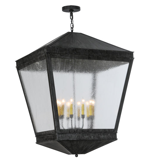 Meyda Lighting Madeline 43" 10-Light Antique Iron Gate Pendant Light With Clear Rainstone Idalight Shade Glass