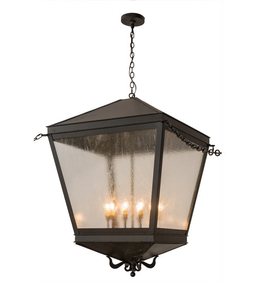 Meyda Lighting Madeline 45" 10-Light Blackwash Pendant Light With Clear Seeded Shade Glass