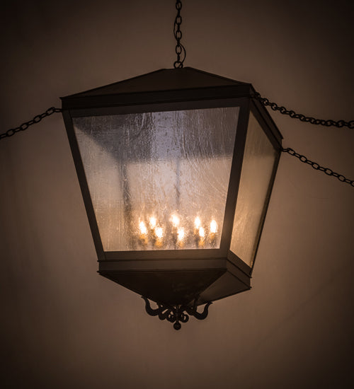 Meyda Lighting Madeline 45" 10-Light Blackwash Pendant Light With Clear Seeded Shade Glass